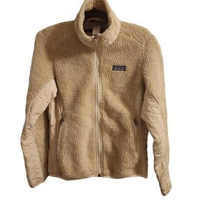 Vintage Patagonia Deep Pile Cream Quilted Sherpa Zip Up Women's Jacket Size XS